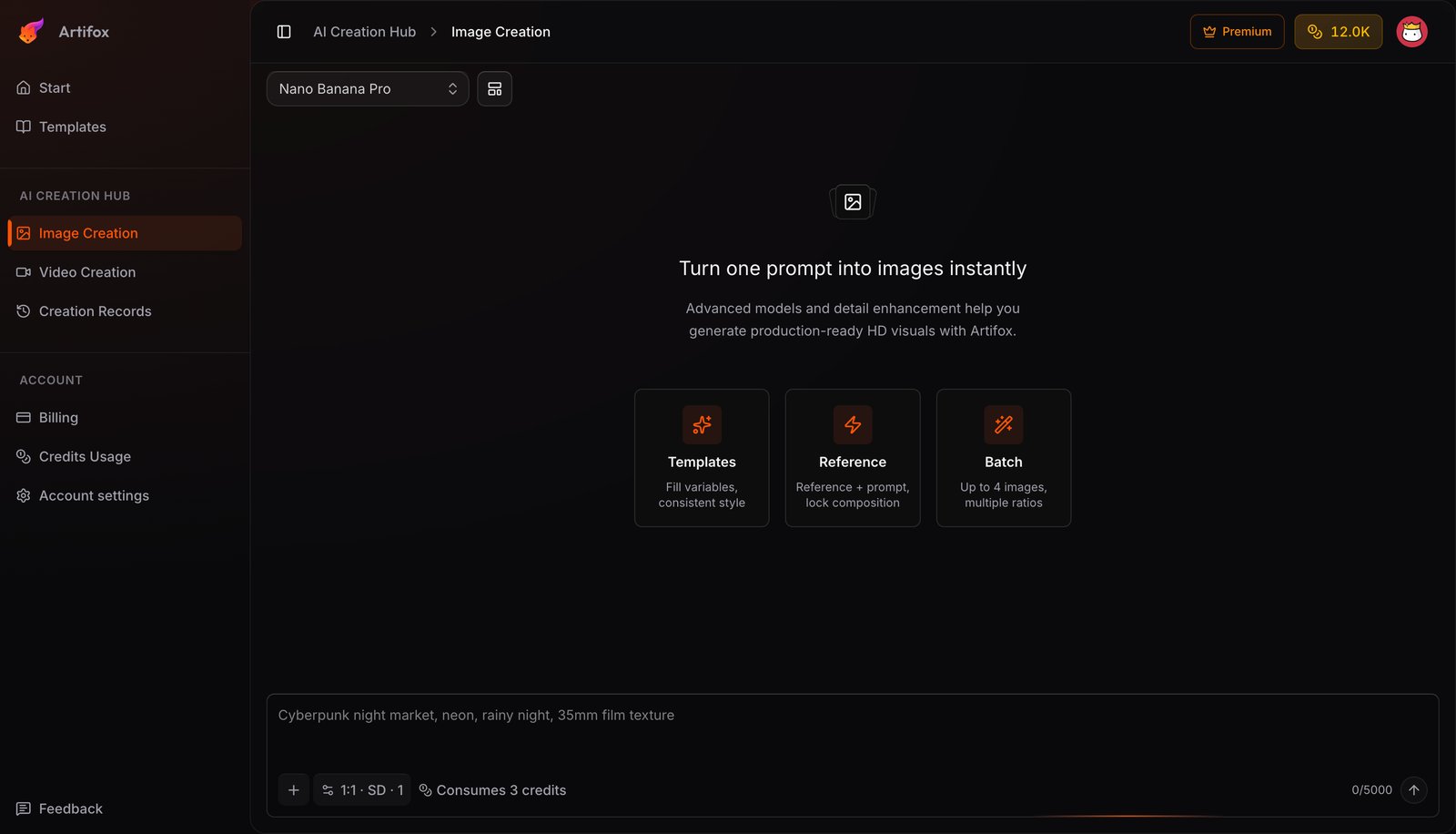 Artifox AI selfie and video studio showing avatar, portrait, meme and video generation for creators
