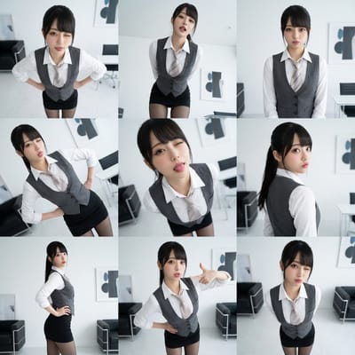 超级萌的一个九宫格萌妹