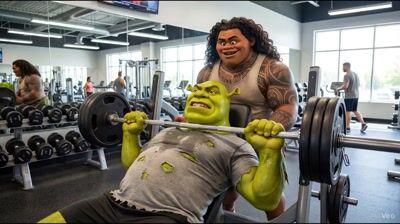 Shrek and Maui: Gym Buddies